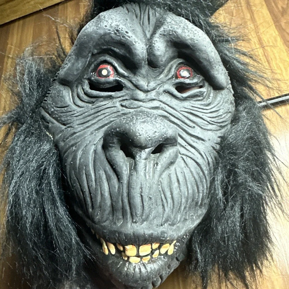 Gorilla Halloween Adult Mask Ape Monkey Mask Rubber Kong Teeth Fangs Costume